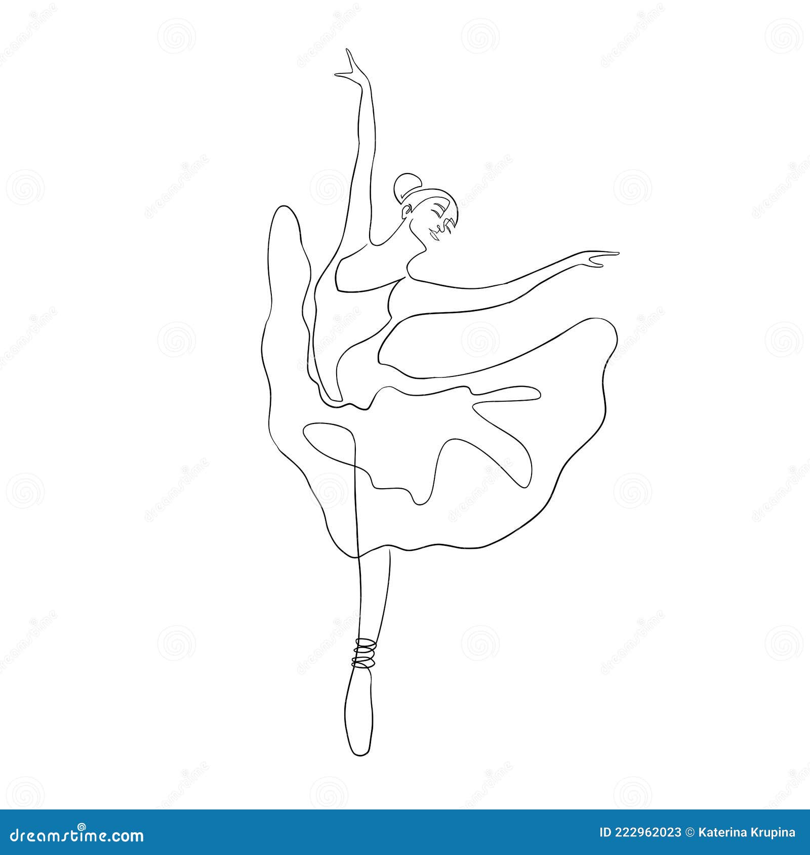 Continuous Line Art Ballerina Isolated Vector Illustration. One Line ...