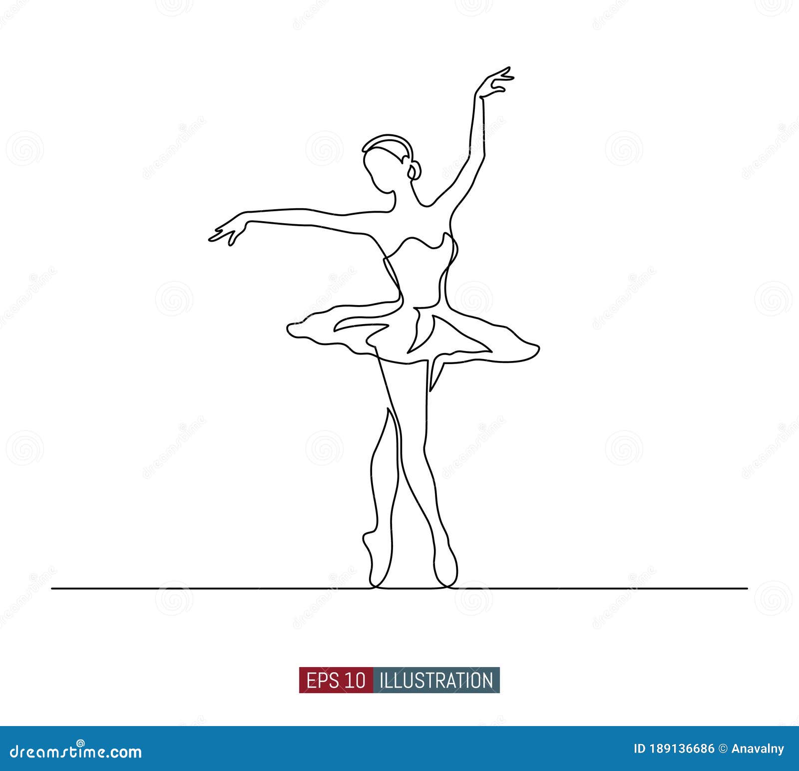 Overskyet kedel Snor Continuous Line Drawing of Ballerina. Vector Illustration. Stock Vector -  Illustration of isolated, person: 189136686