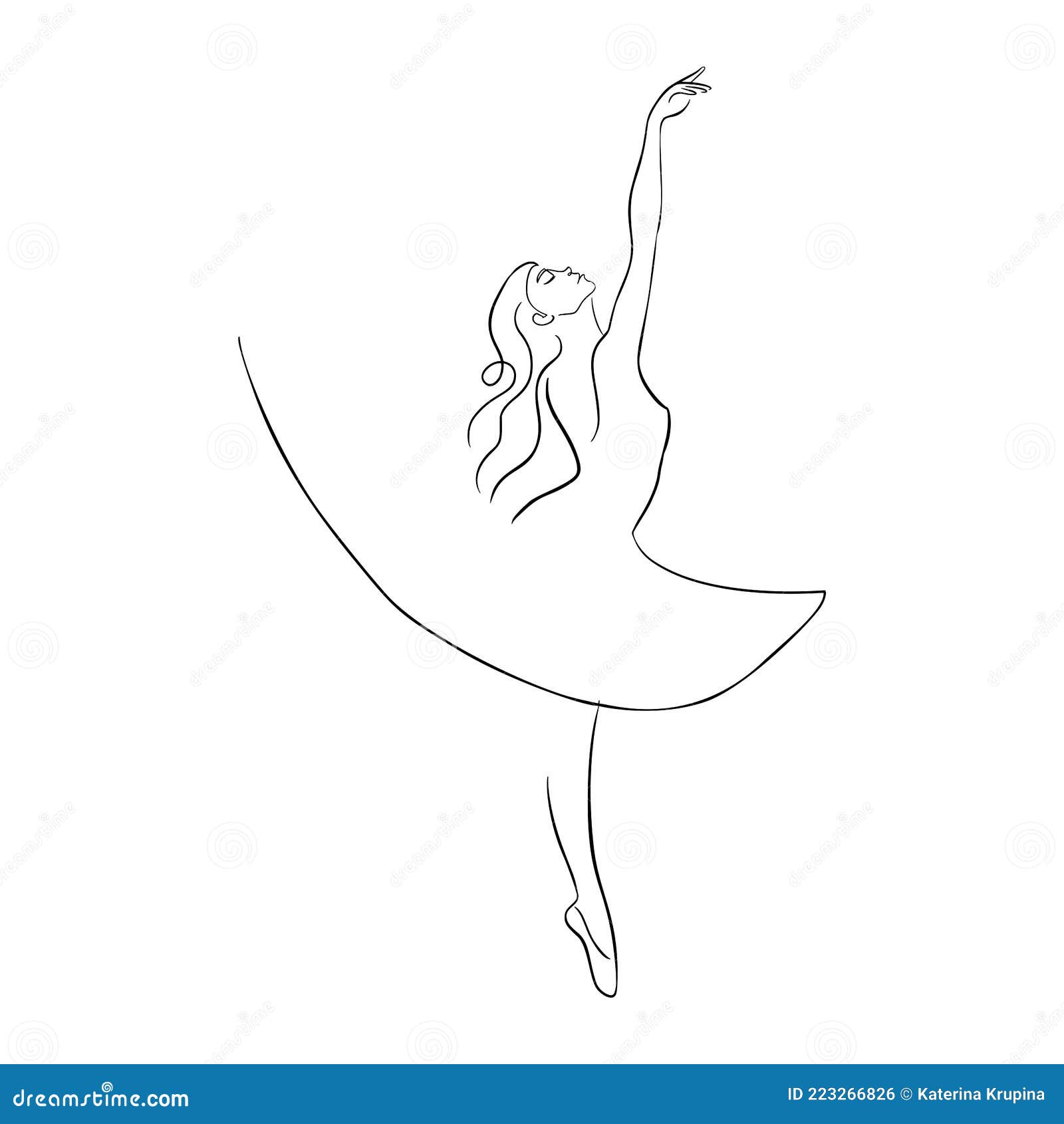 One Line Drawing Ballerina Vector Illustration. Hand Drawn Ballet ...