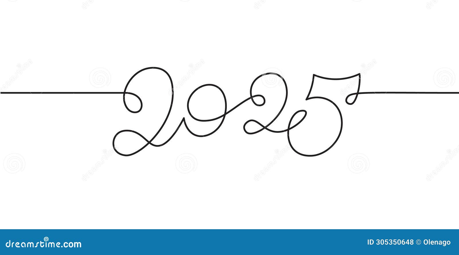 One line 2025 drawing stock illustration. Illustration of year 305350648