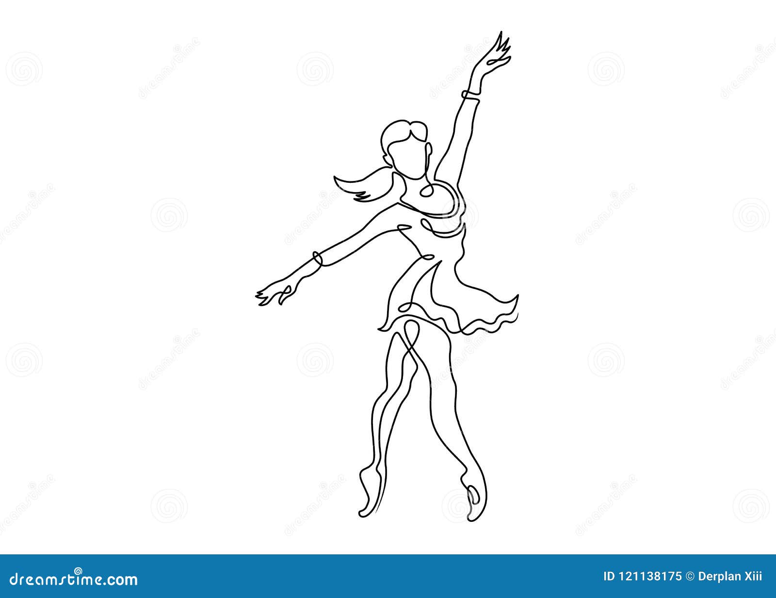 One Line Drawing or Continuous Line Ballet Dancer Stock Vector ...