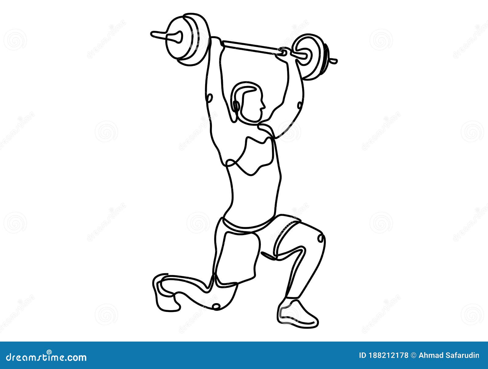 One Line Drawing or Continuous Line Art of a Strong Athletic Guy