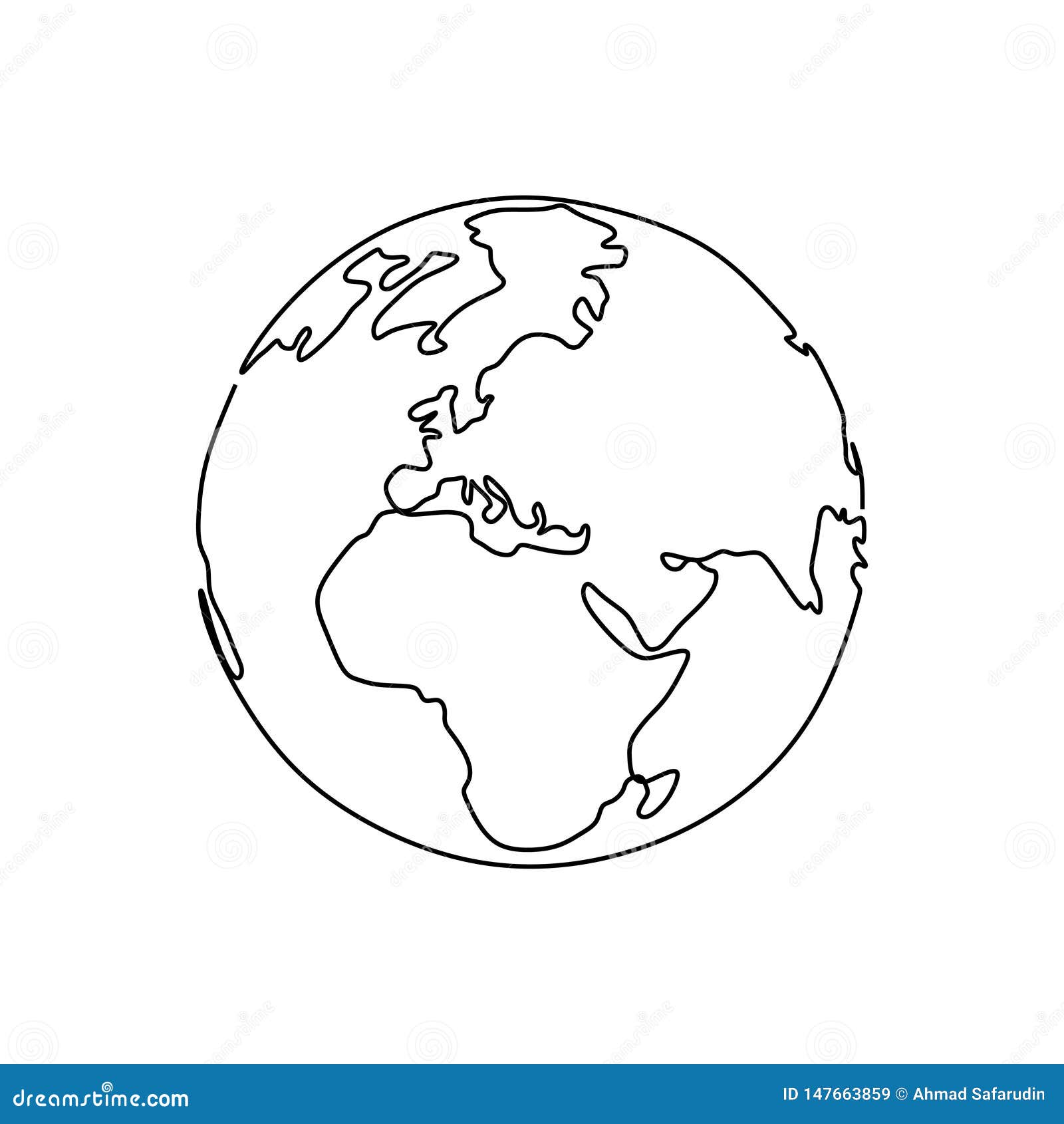 One Line Drawing Of Earth Minimalist Design Stock Vector 