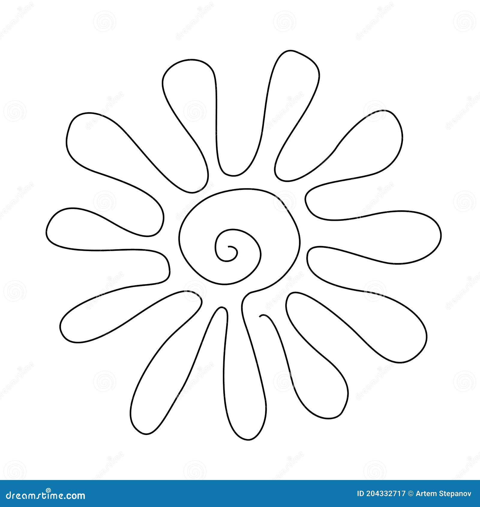 one line drawing fern leaf twig. minimal one line drawing