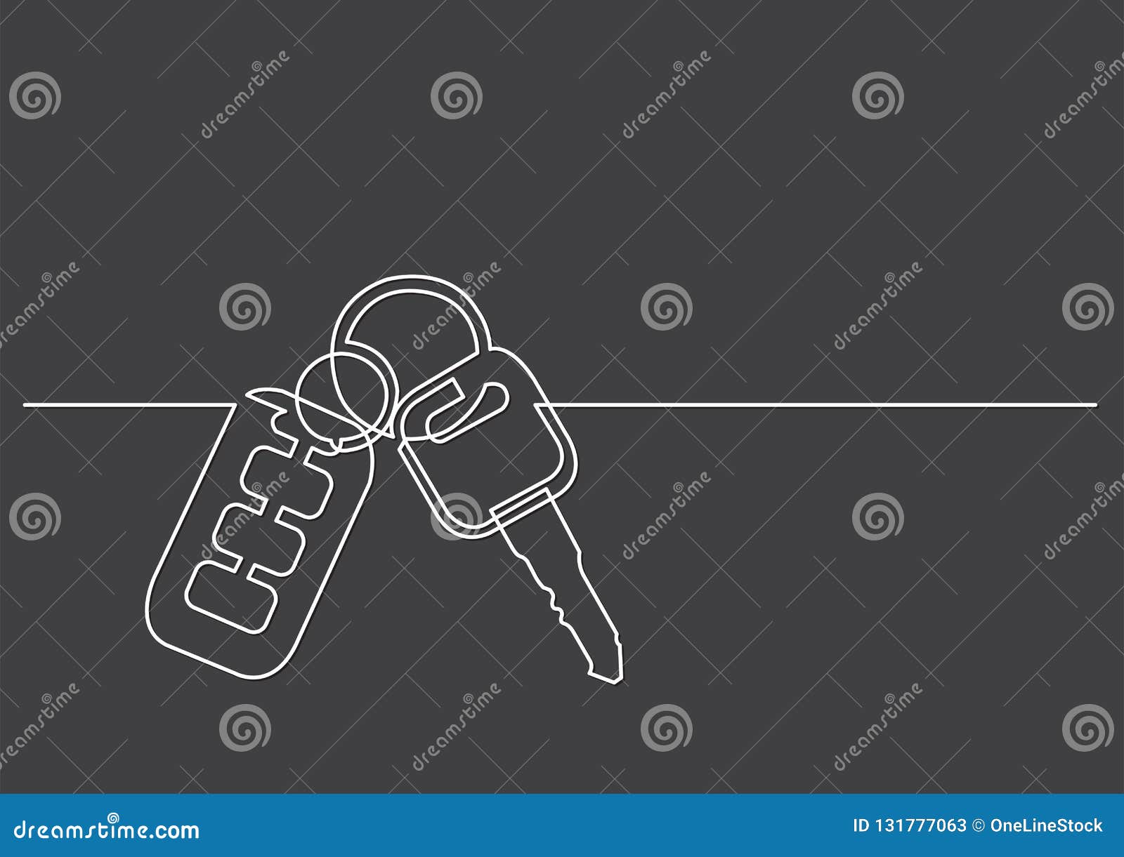 One Line Drawing of Isolated Vector Object Car Keys Stock Vector