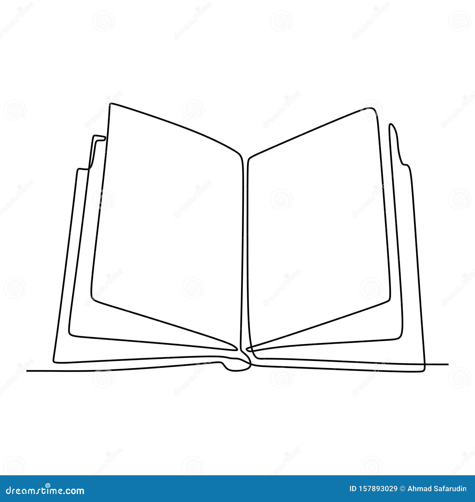 Continuous line drawing open book page design