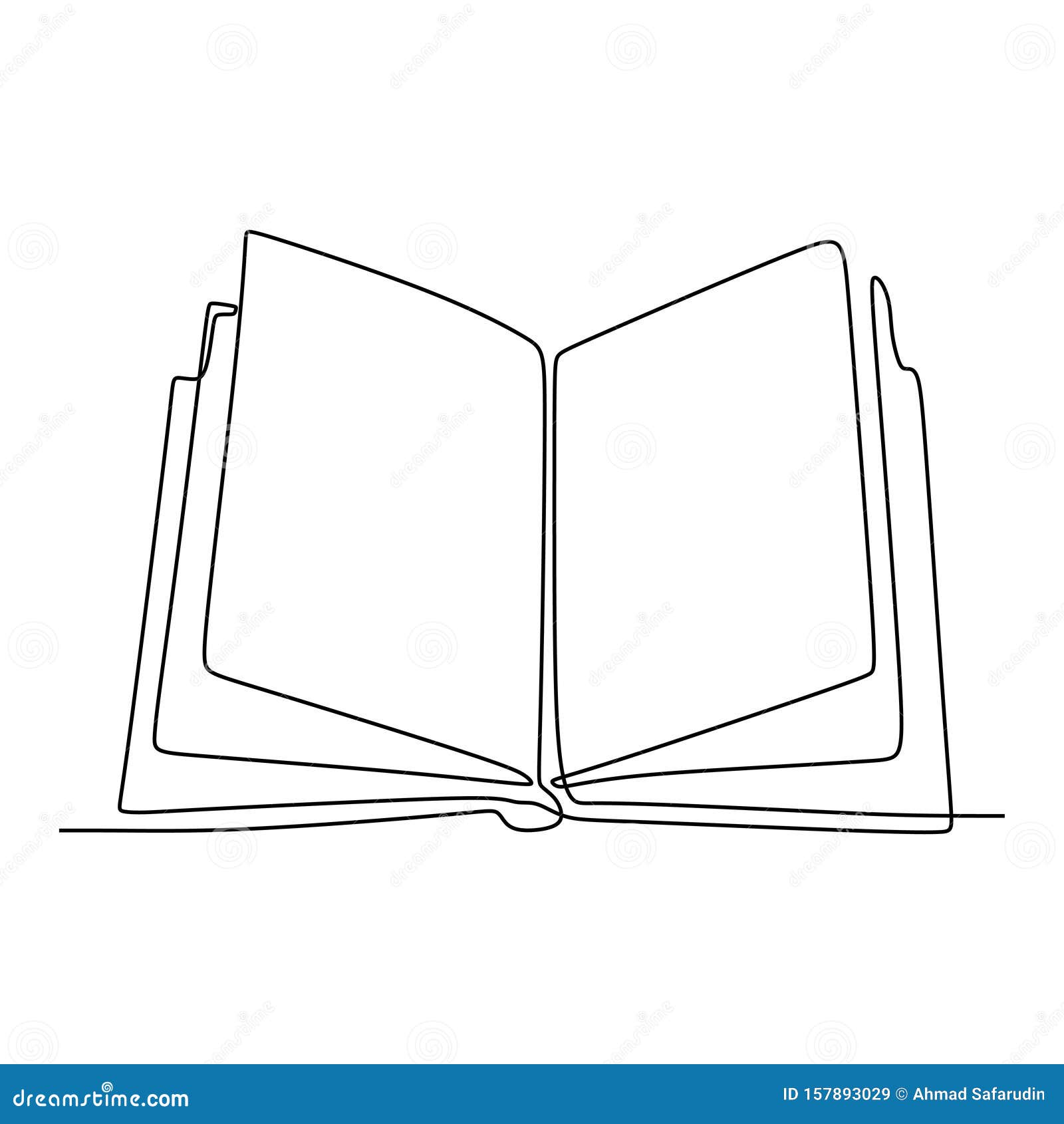 Continuous One Line Drawing Open Book With Flying Pages. Vector