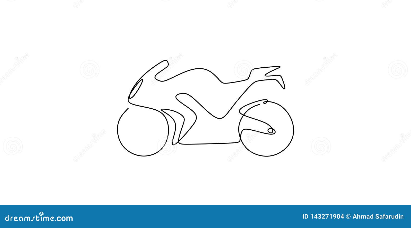 One Line Drawing of Motor Simple Hand Drawn Stock Vector - Illustration