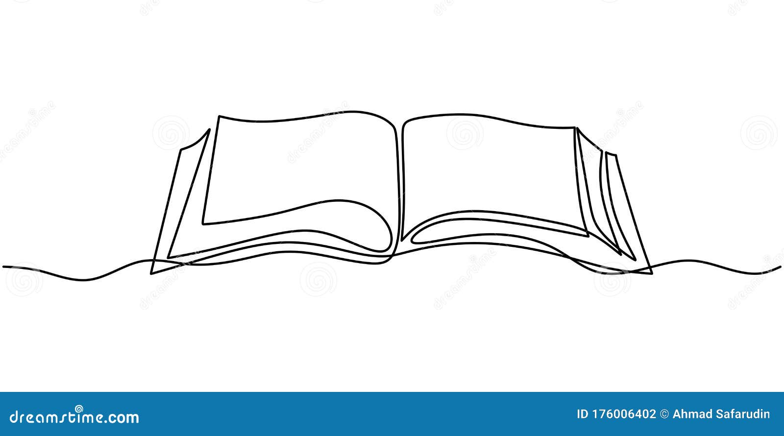 one line drawing, open book.  object , minimalism hand drawn sketch . concept of study and knowledge