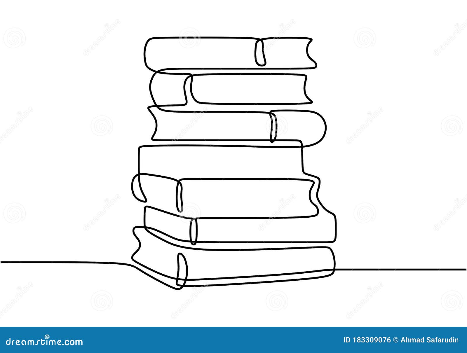 One Line Drawing Of Pile Of Books Stack Of Book On Desk Tidy Books Lined Up Happy Study With Reading The Book Single Hand Stock Vector Illustration Of School Person