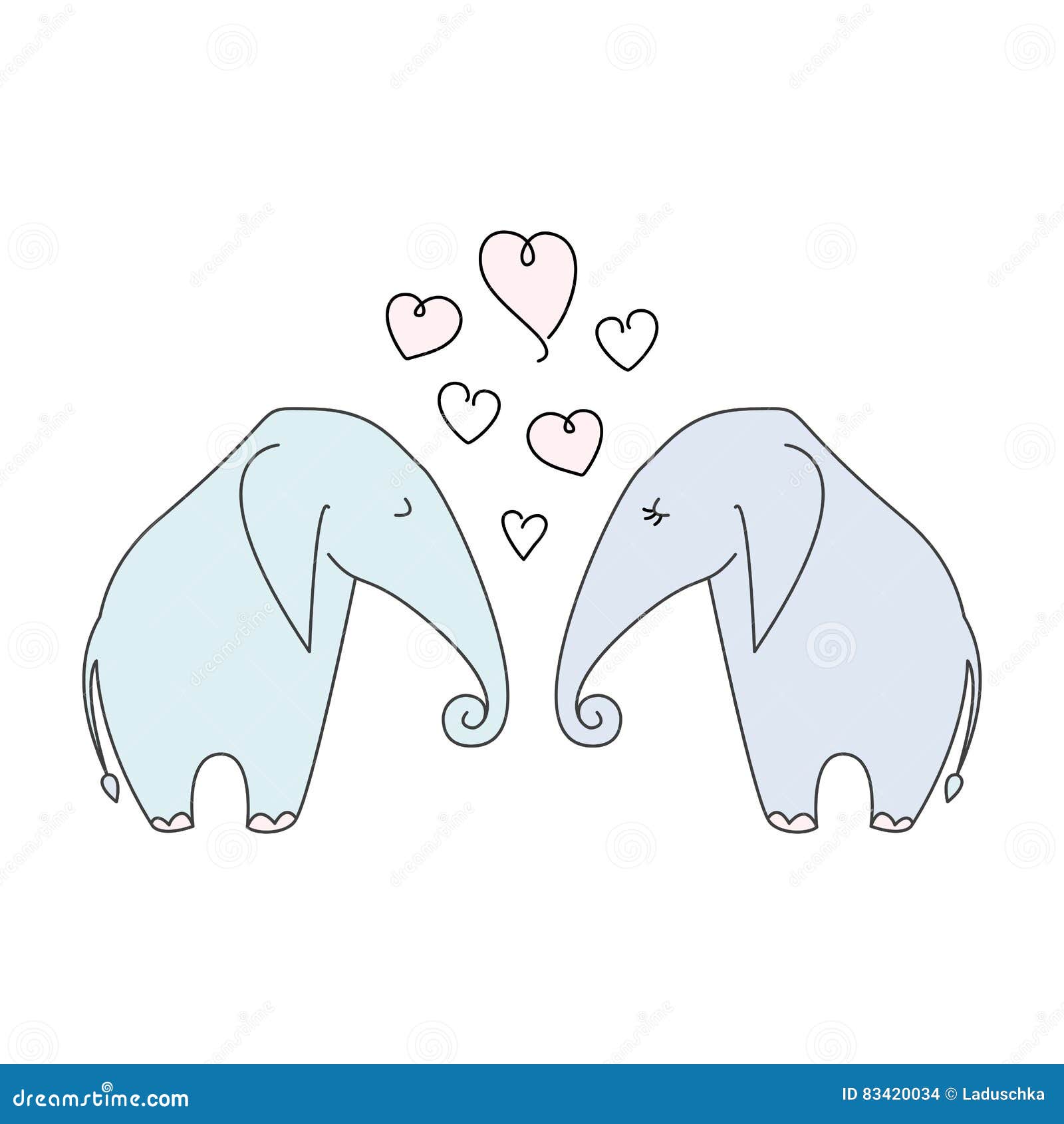 One Line Elephant Couple in Love Stock Vector Illustration of line