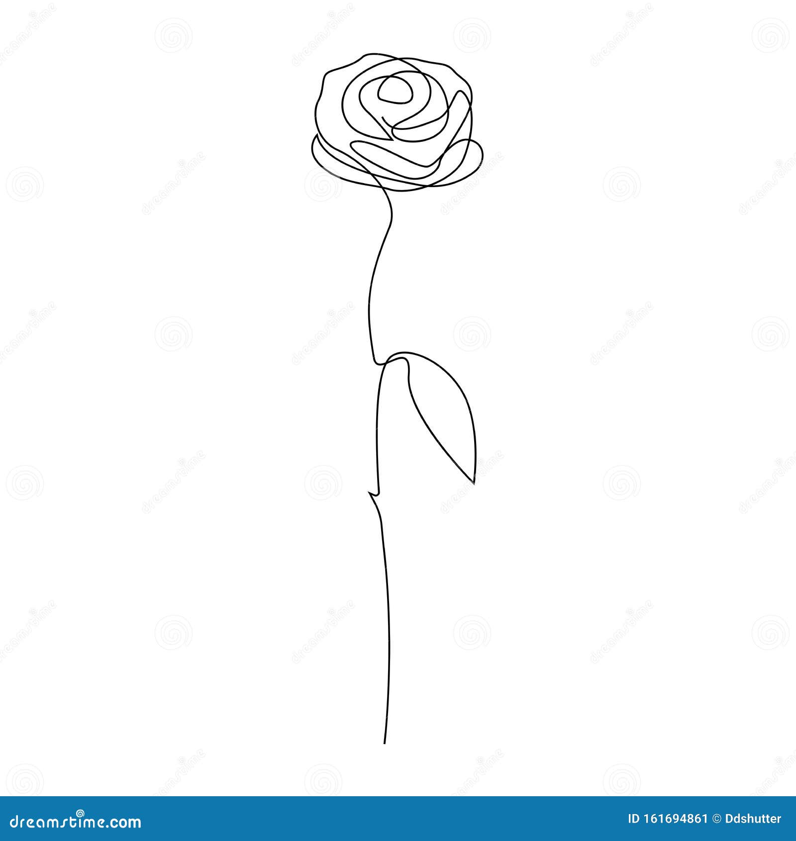 One Line Hand Drawn Rose Long Stem Rose Single Line Flower Vector Illustration Stock Vector Illustration Of Draw Birthday 161694861