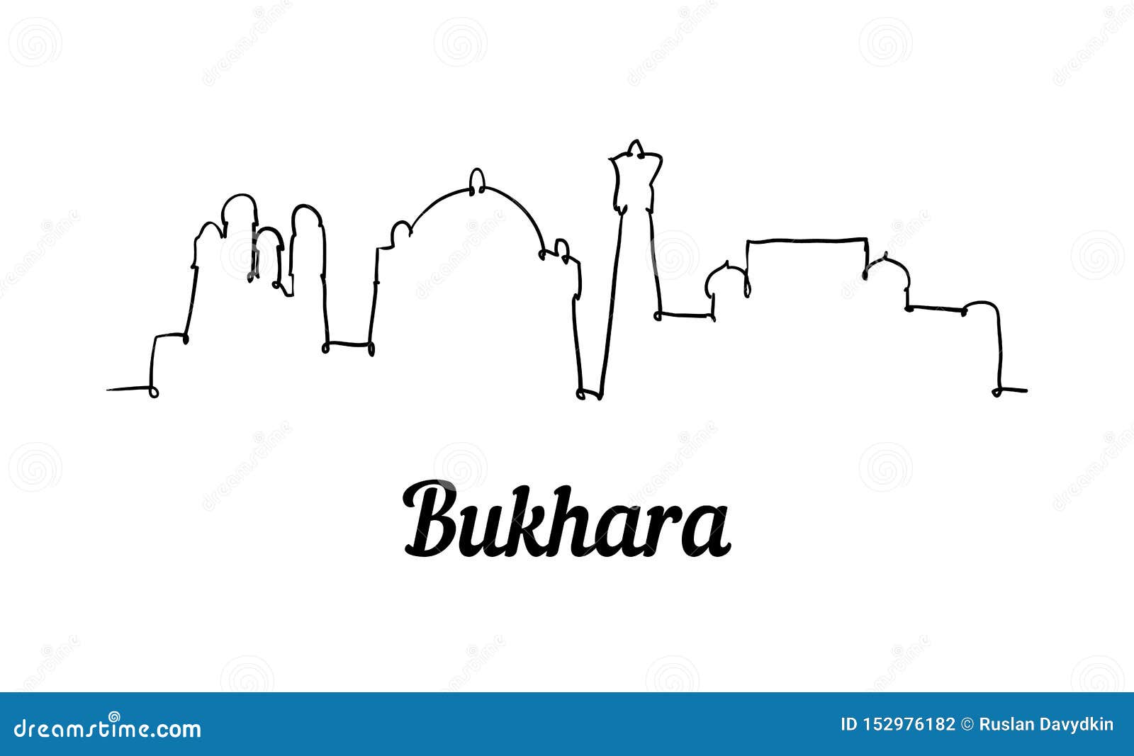one line style bukhara skyline. simple modern minimalistic style 