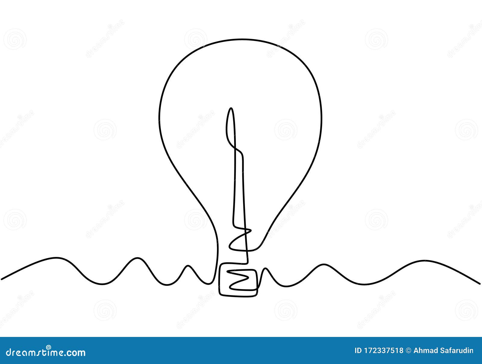 Continuous One Line Drawing Light Bulb Symbol Idea Inscription