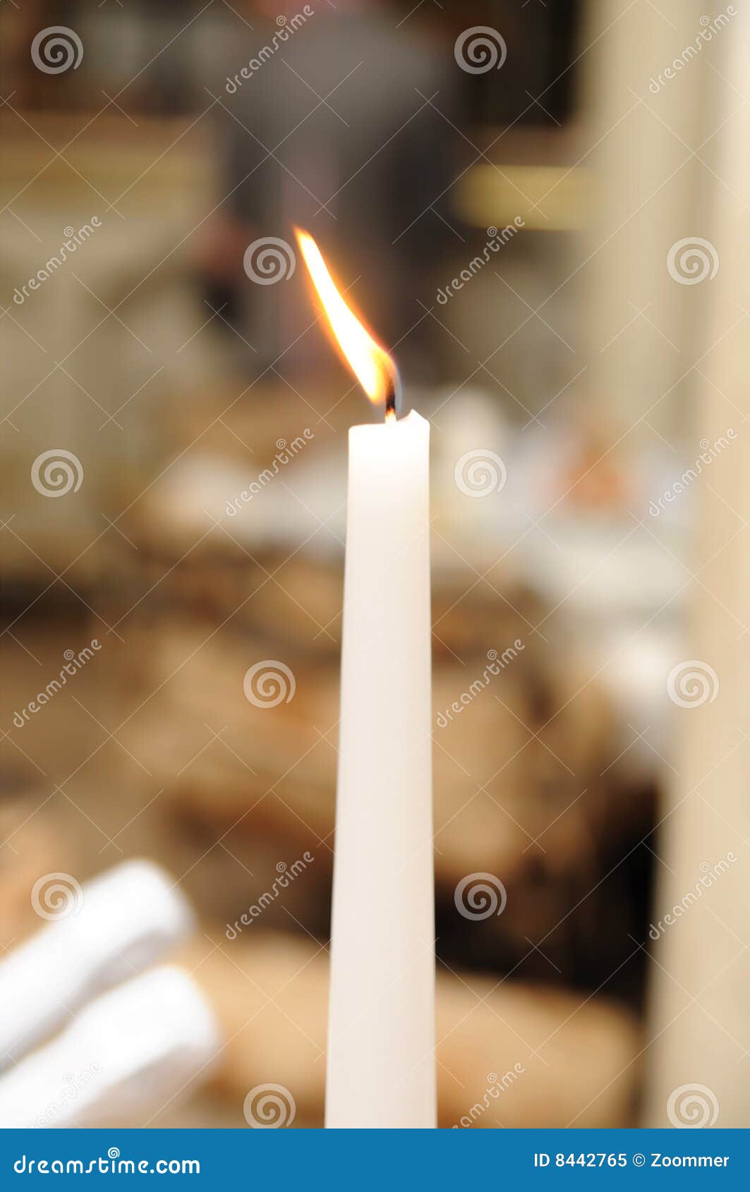 One long candle burning stock image. Image of light, reflection 8442765