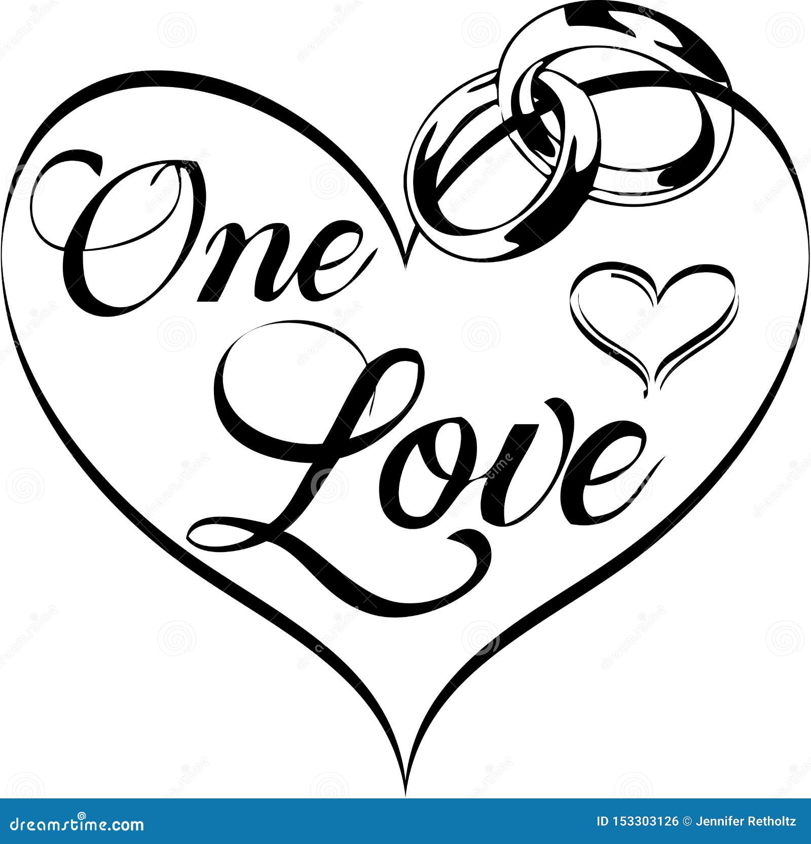 One Love Inside Heart  Wedding  Clip  Art  Stock Illustration 