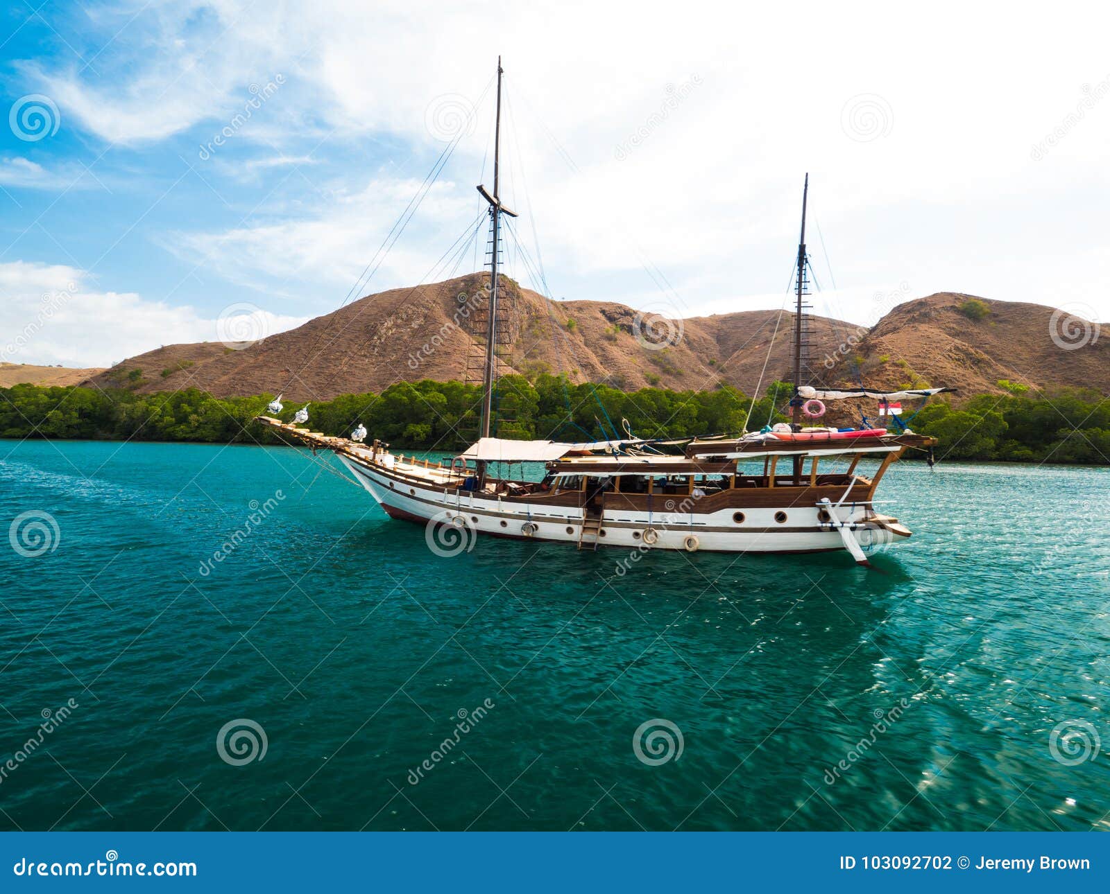 traditional day boat moored in komodo national park