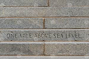 One Mile Above Sea Level Etching In Stairs Stock Image Image Of State One Mile Above Sea Level Etching In Stairs Stock Image Image Of State