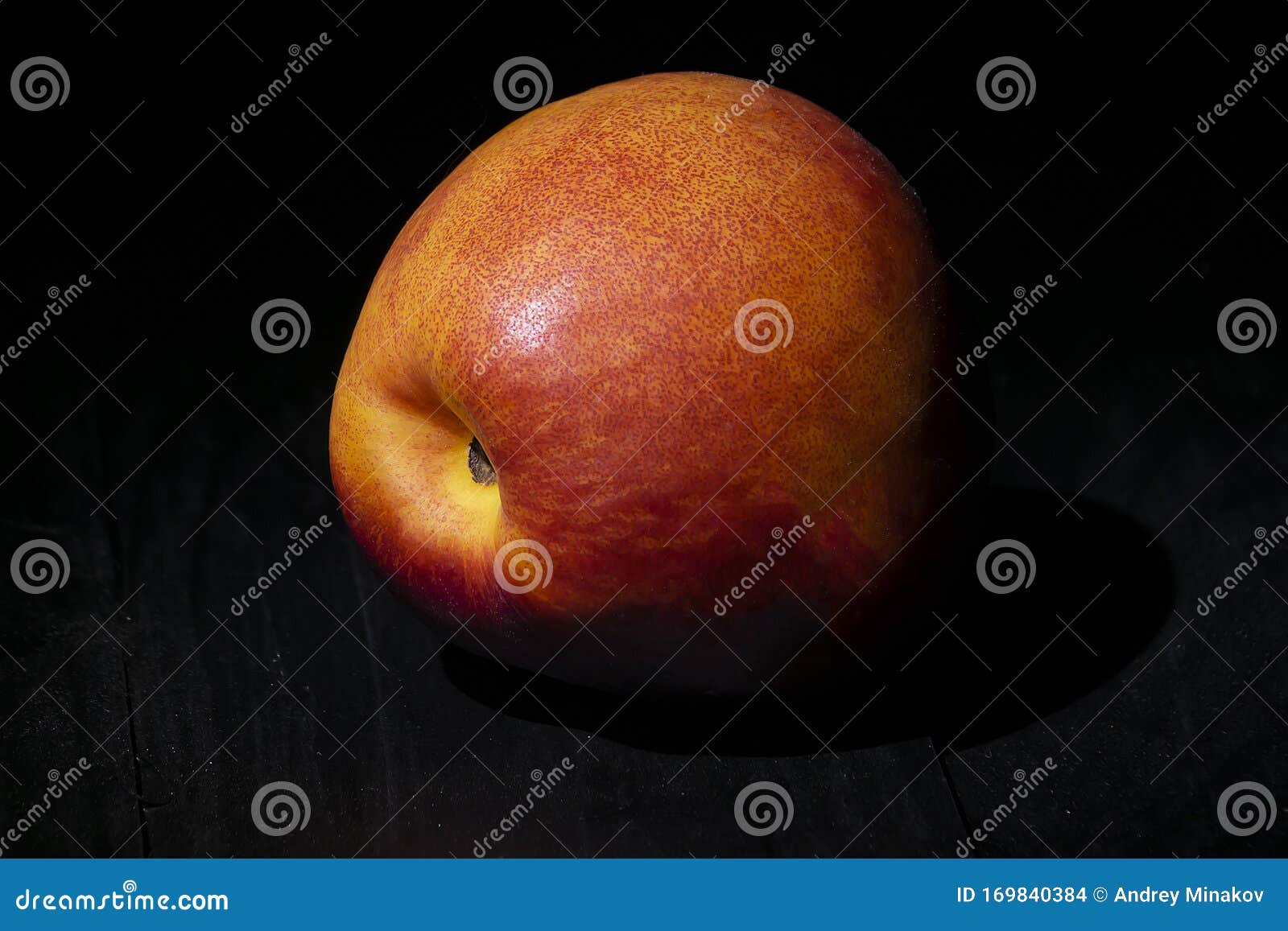 One Nectarine Green Close Up Black Background Stock Photo Image of