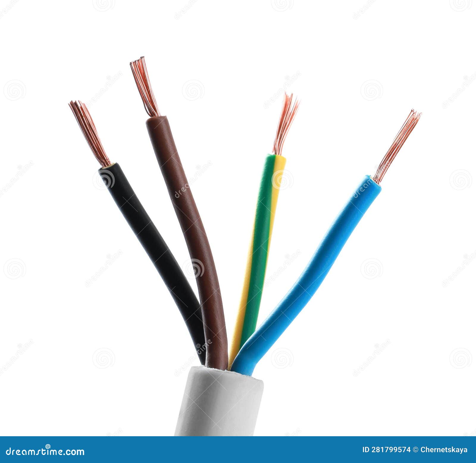 One Electrical Wire Isolated on White Stock Photo Image of flexible