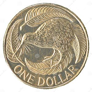 New Zealand One Dollar Coin Isolated On White Stock Photography 