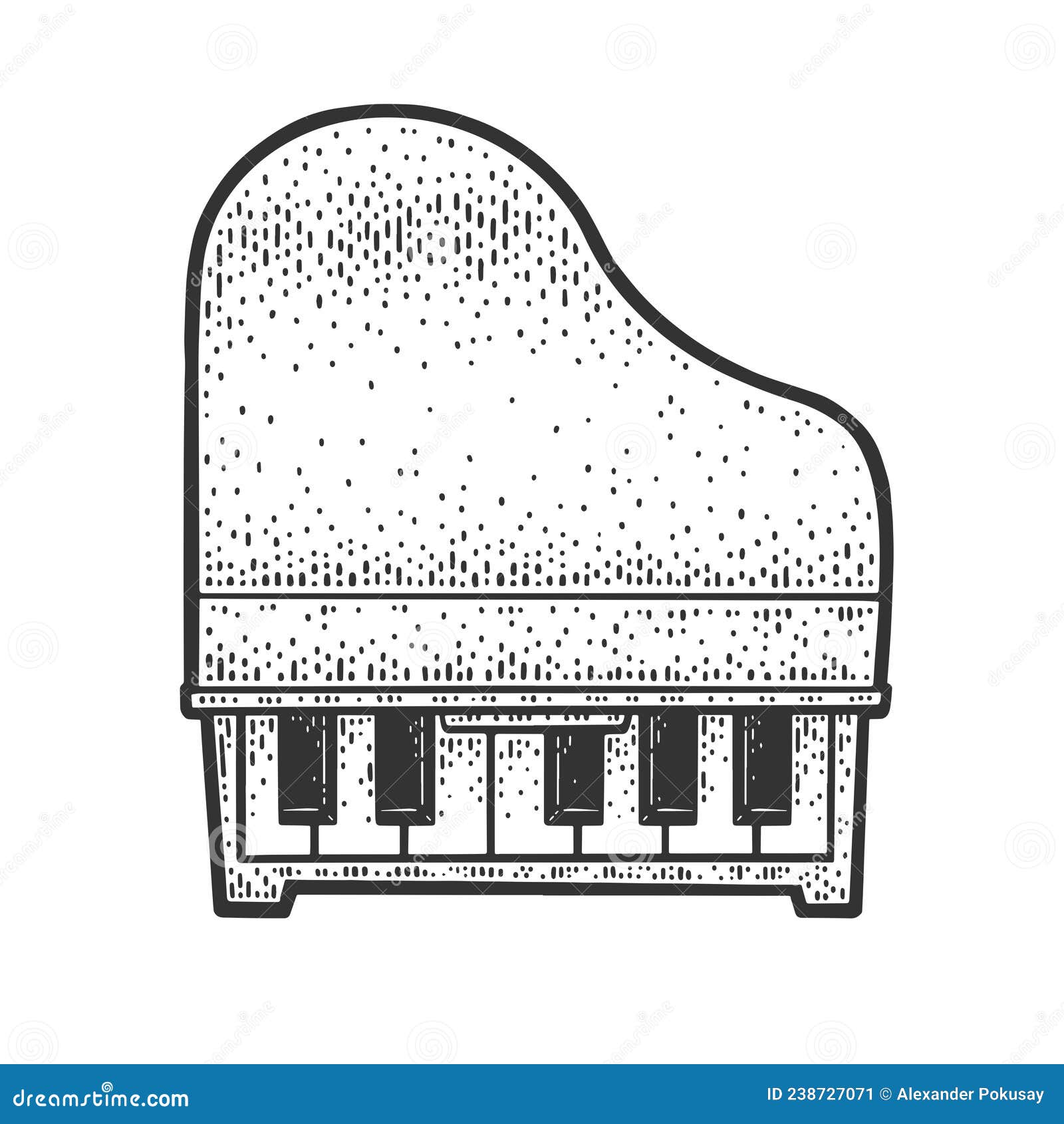 One Octave Small Piano Sketch Vector Illustration Stock Vector