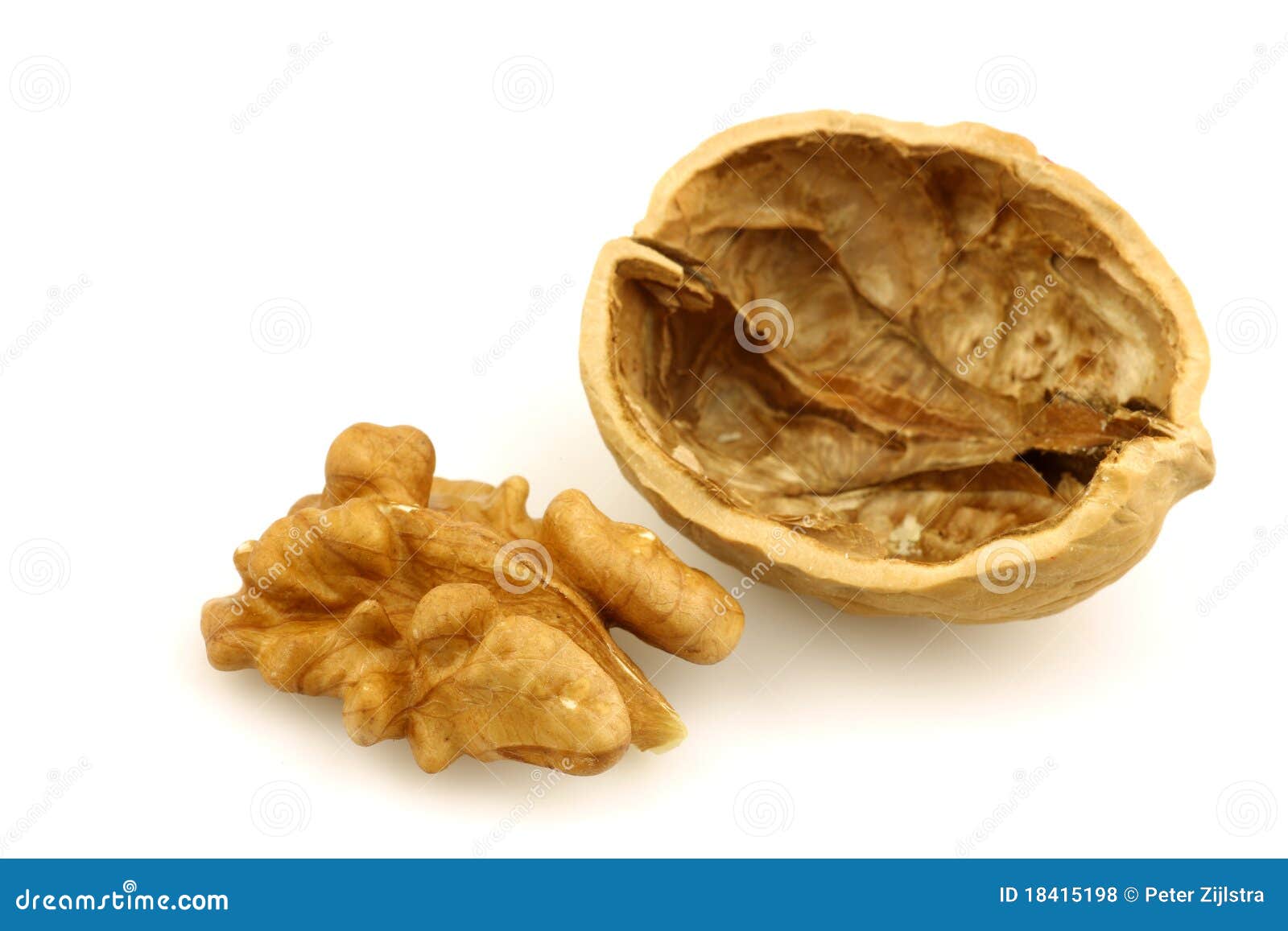 One Opened Walnut Shell And Half A Walnut Stock Photo Image of eating