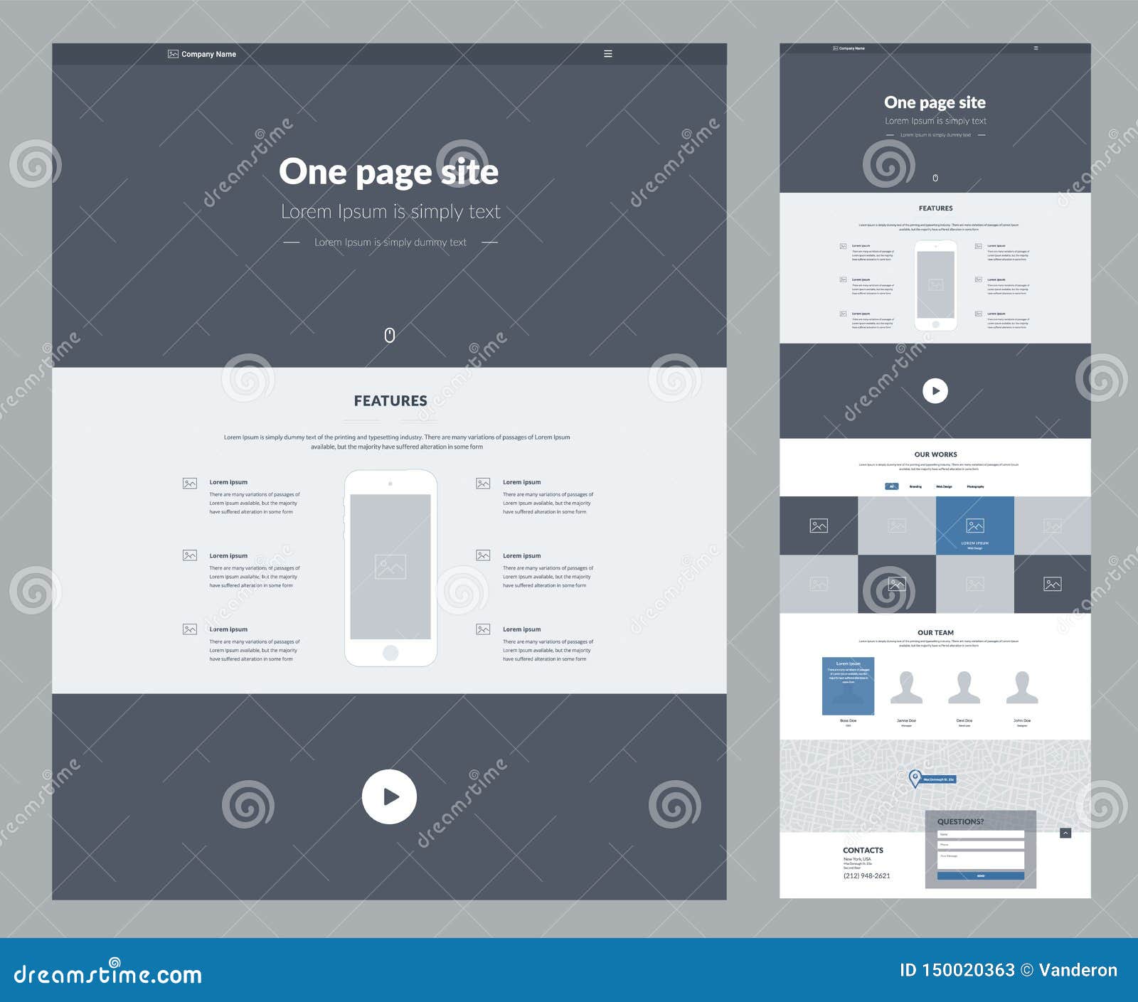 One Page Website Design Template for Business. Landing Page Intended For One Page Business Website Template