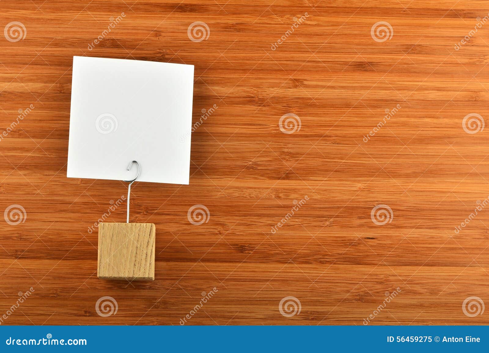 One Paper Note Holder Bamboo Wooden Background Stock Photos Free