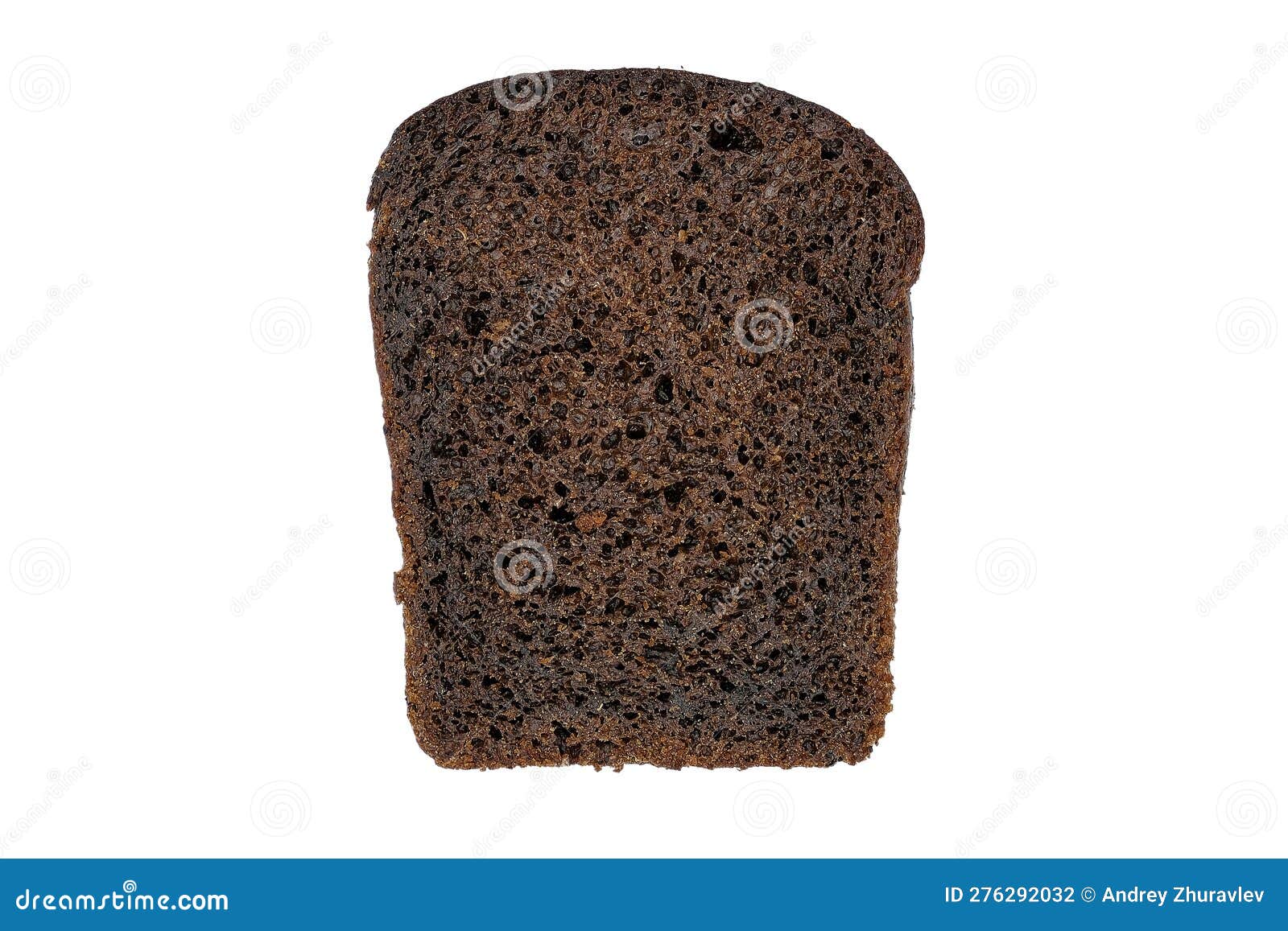 One Piece of Black Rye Bread, Isolated on a White Background Stock