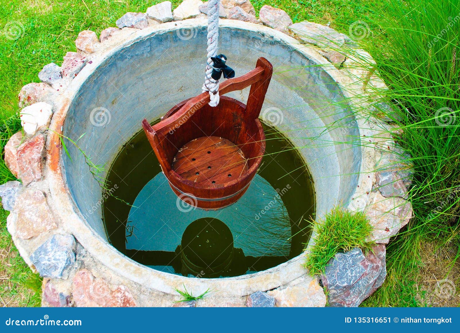 One pond for one bucket stock image. Image of bucket - 135316651