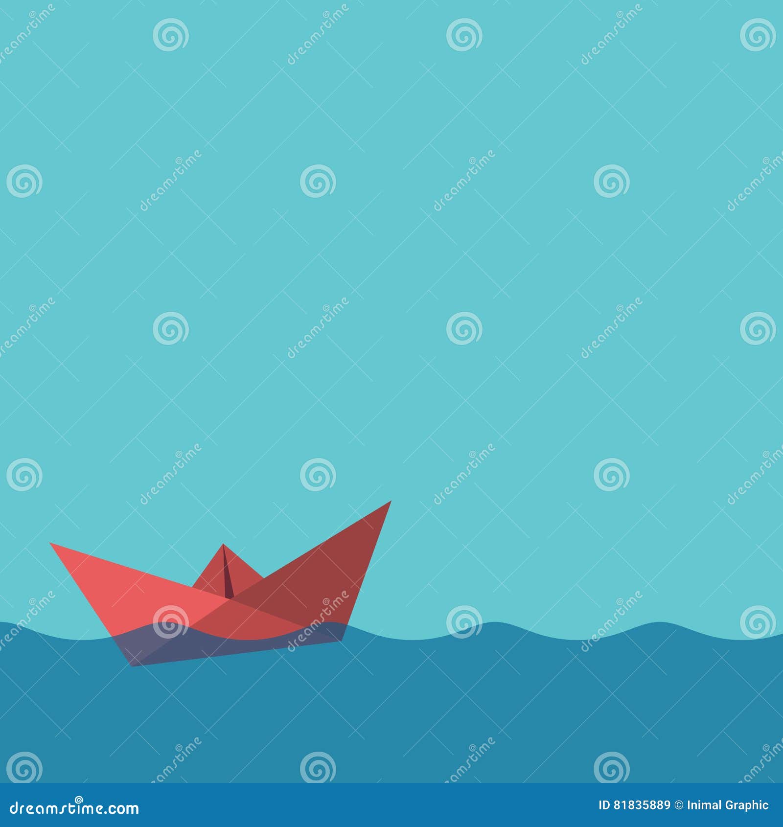 VECTOR red origami paper boat Stock Vector