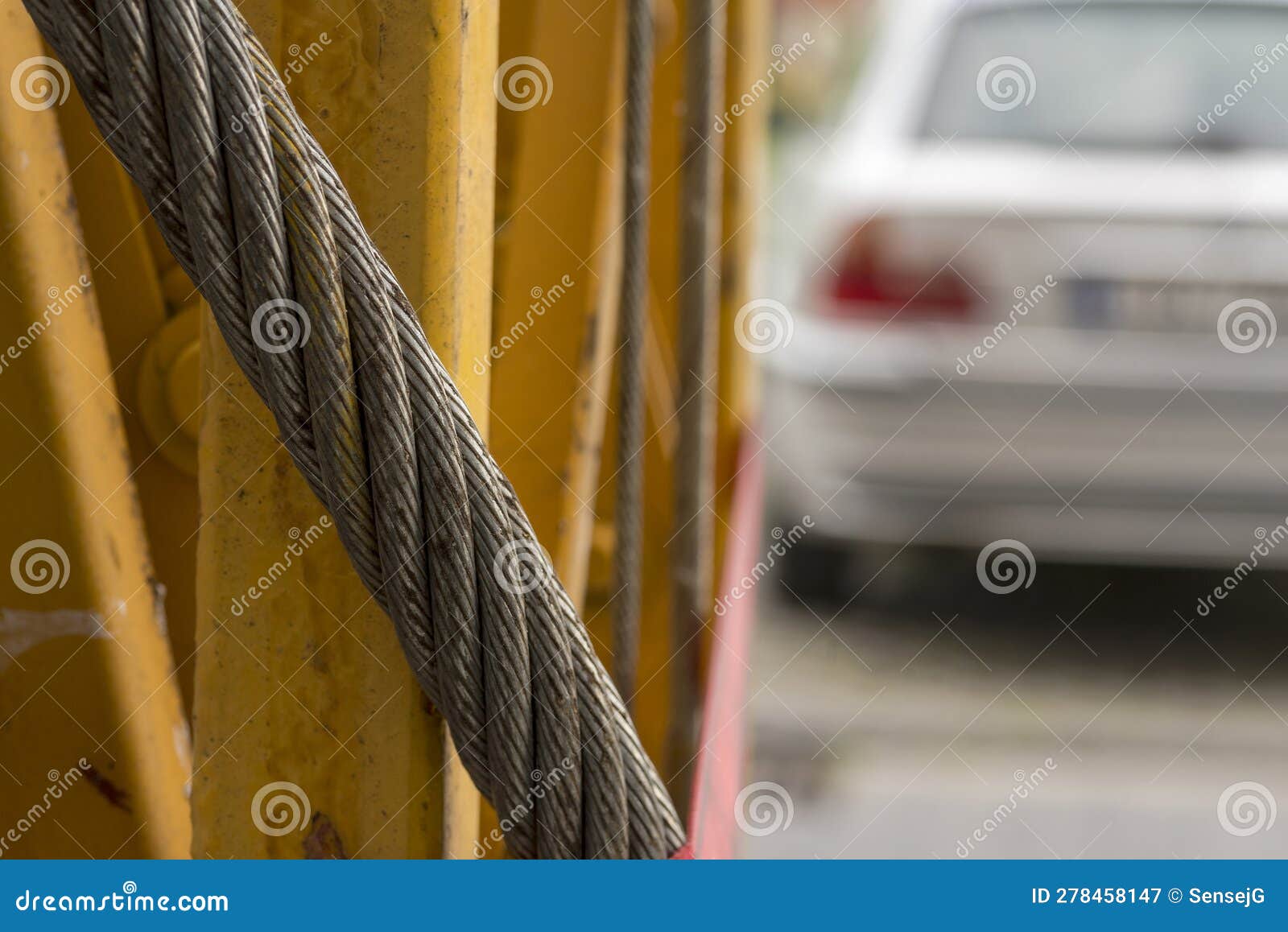A Thick Steel Rope Braided in a Braid of Many Steel Fibers. Stock Image