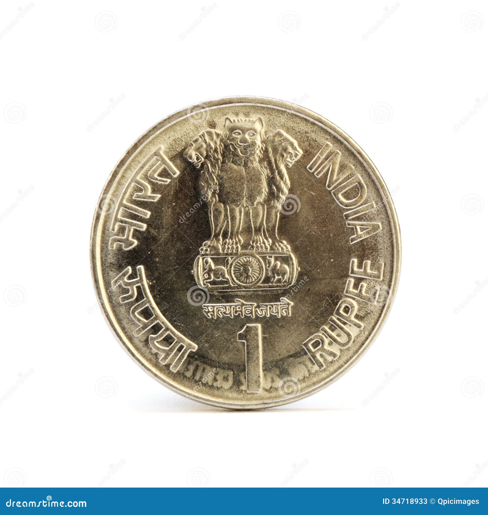 One rupee coin on white stock image. Image of business - 34718933