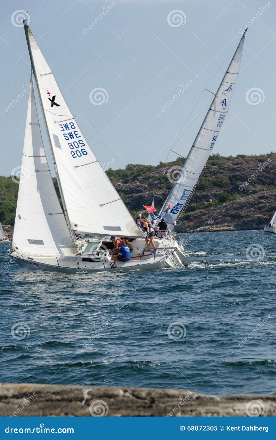 One Sailing Boat in a Competition in Sweden Editorial Image Image of