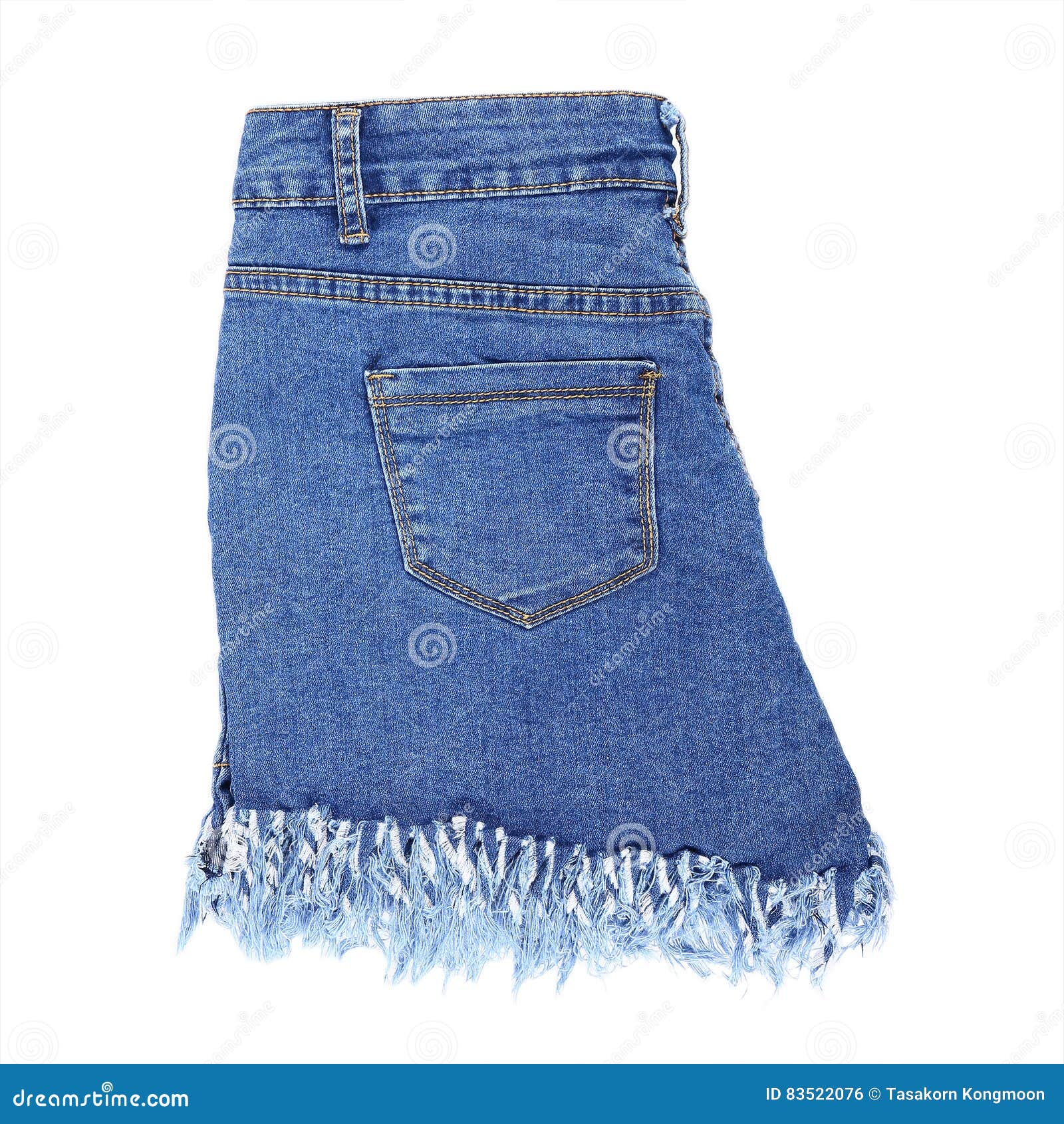 One Short Skirt Jeans with Pocket Isolated on White Stock Photo Image