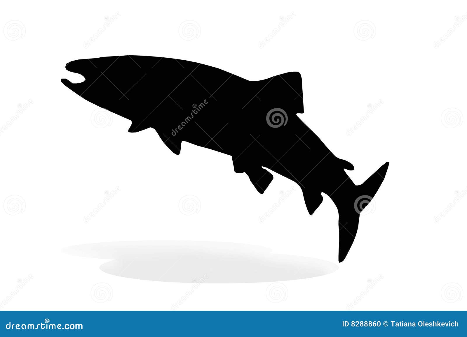 One Silhouette Of Salmon On A White Stock Illustration 