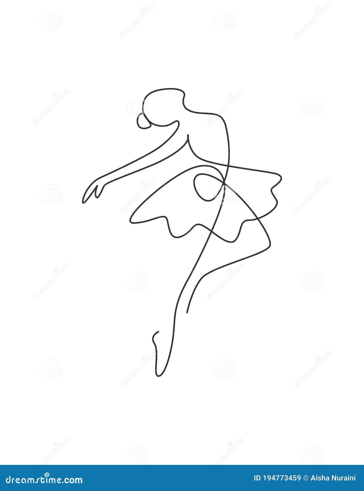 Universitet Arab gå ind One Single Line Drawing Woman Ballerina Vector Illustration. Minimalist  Pretty Ballet Dancer Show Dance Motion Concept. Wall Stock Illustration -  Illustration of dress, concept: 194773459