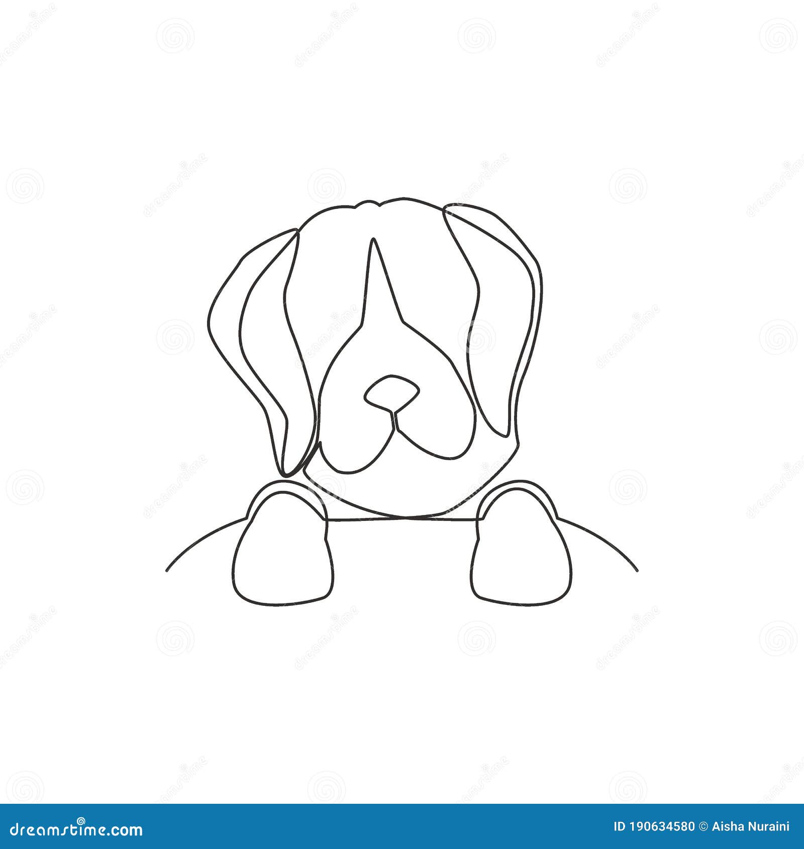 One Single Line Drawing Of Simple Cute Beagle Puppy Dog Head Icon Pet Shop Logo Emblem Vector Concept Modern Continuous Line Stock Vector Illustration Of Concept Isolated 190634580