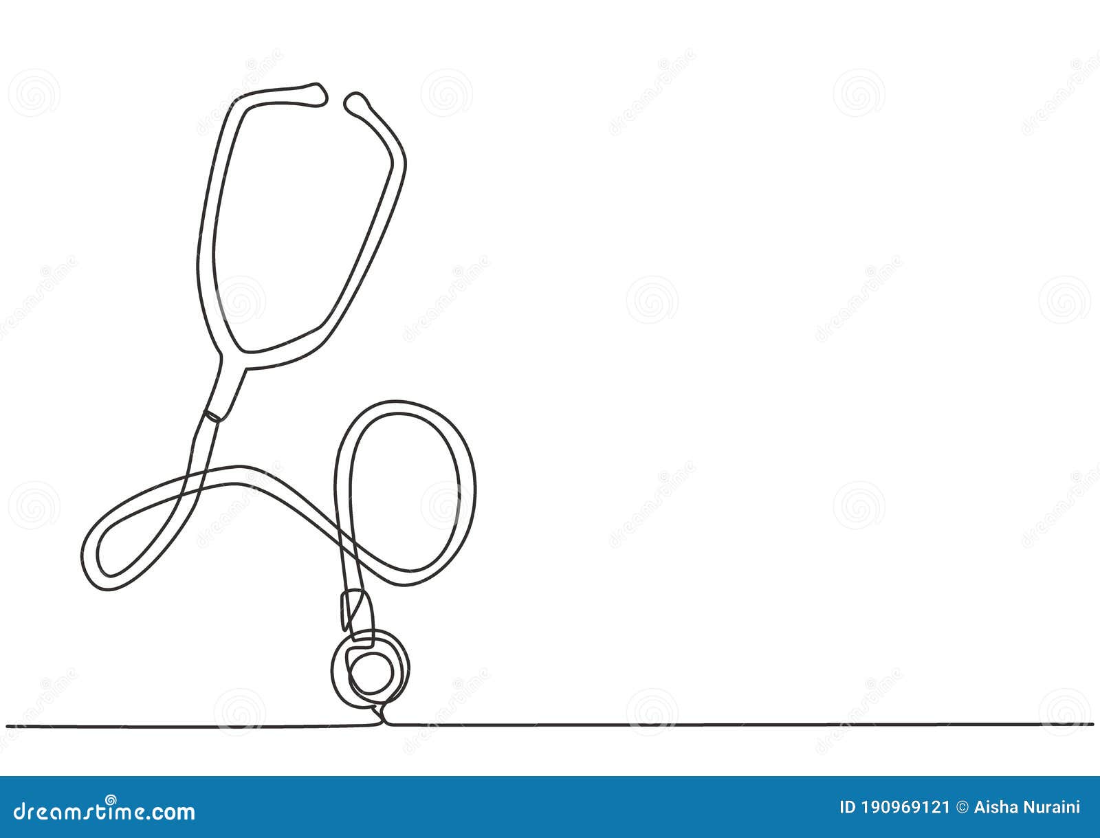 One Single Line Drawing Of Stethoscope, Equipment For
