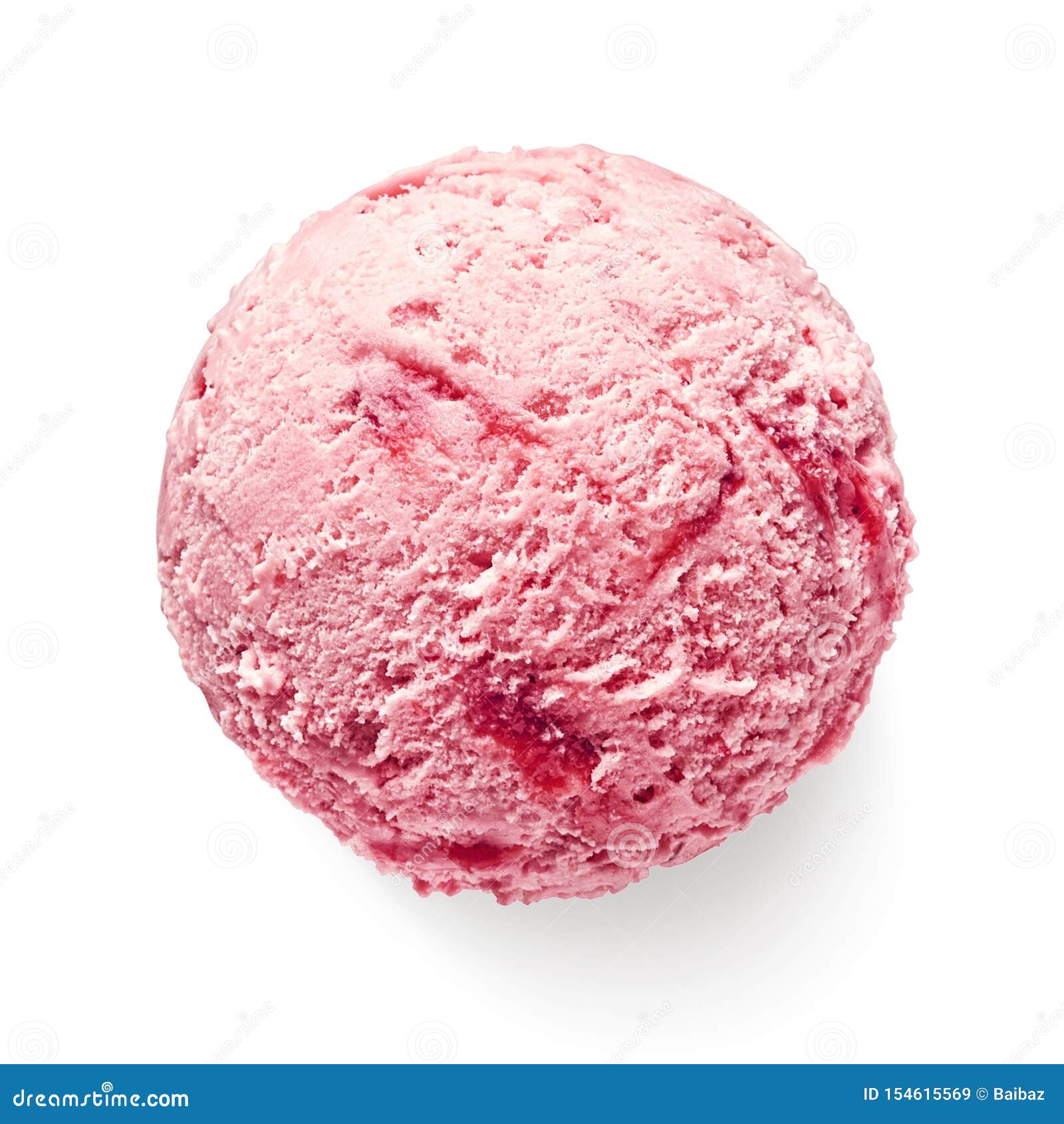 single strawberry ice cream ball or scoop