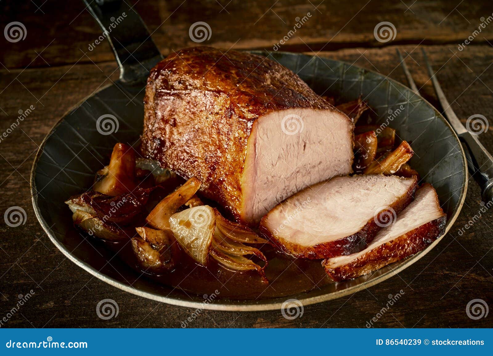 One Small Carved Meat Roast with Savory Sauce Stock Image Image of