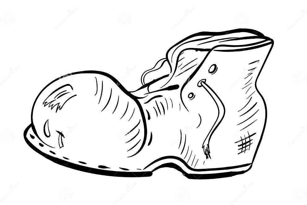 Old Worn Leather Boot Cartoon Coloring Illustration Stock Vector ...