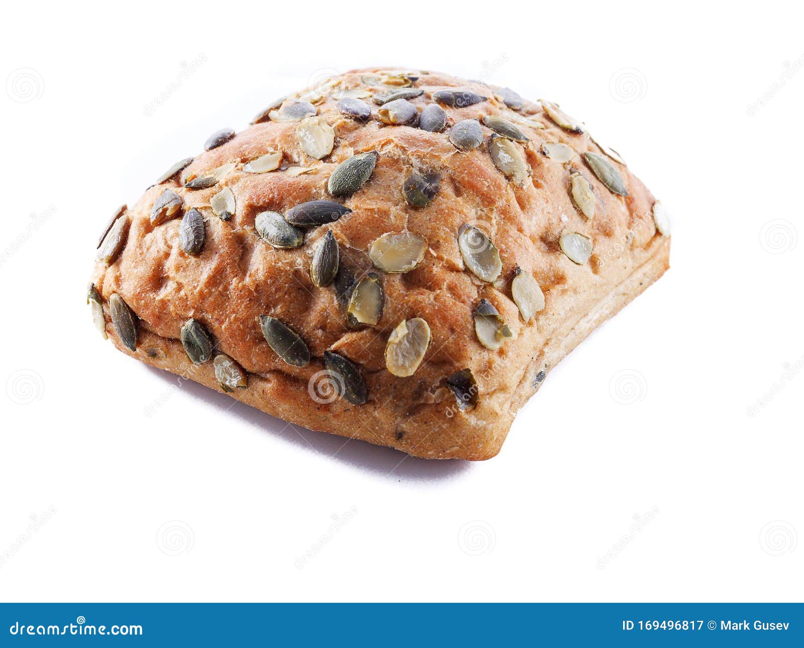 One Sourdough Roll on White Background, Bakery Product Stock Image ...