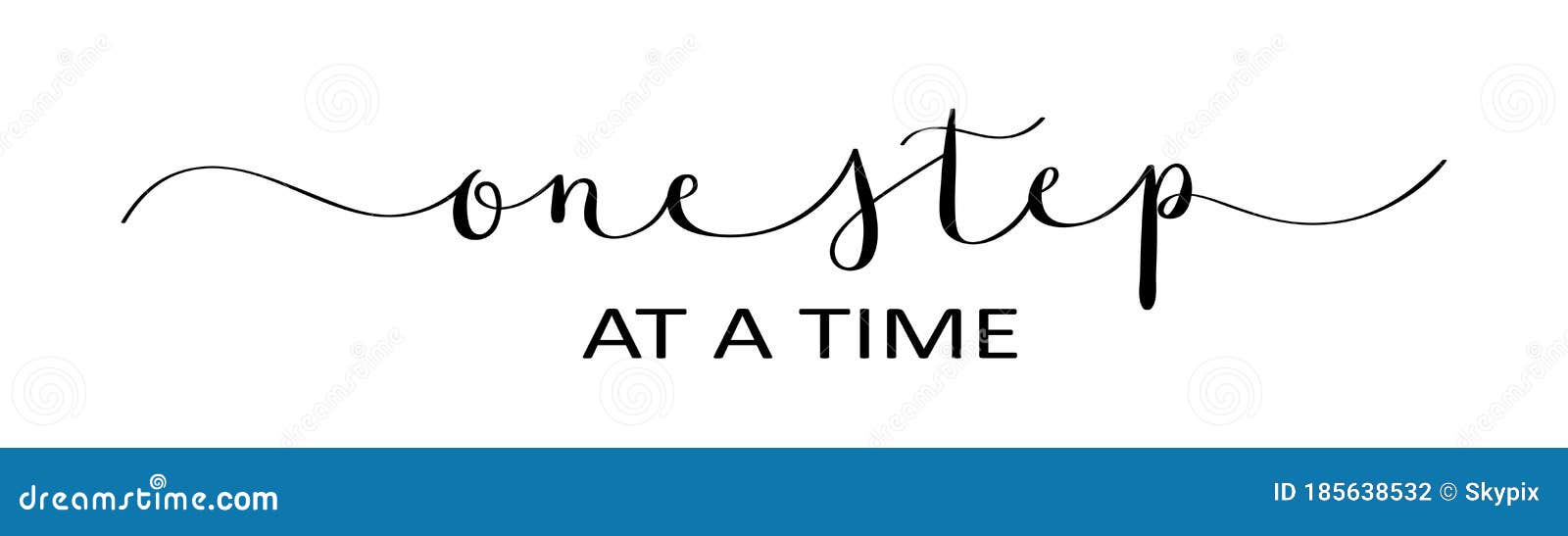 one step at a time black brush calligraphy banner