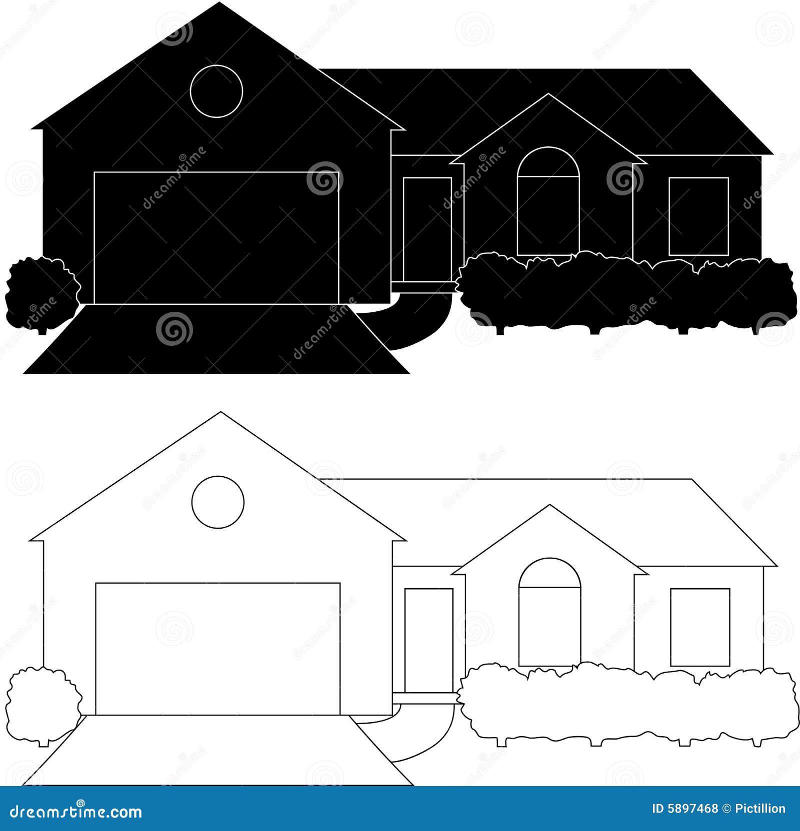  One  Story  House  stock illustration Illustration of 