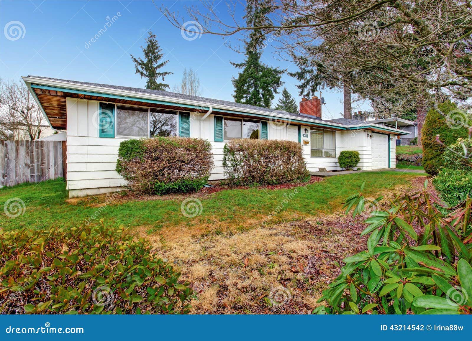 One story house exterior. stock photo. Image of property 43214542