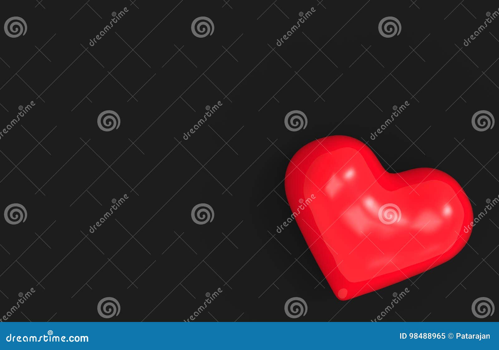 One Sweet Red Heart On Black Background With Copy Space Stock