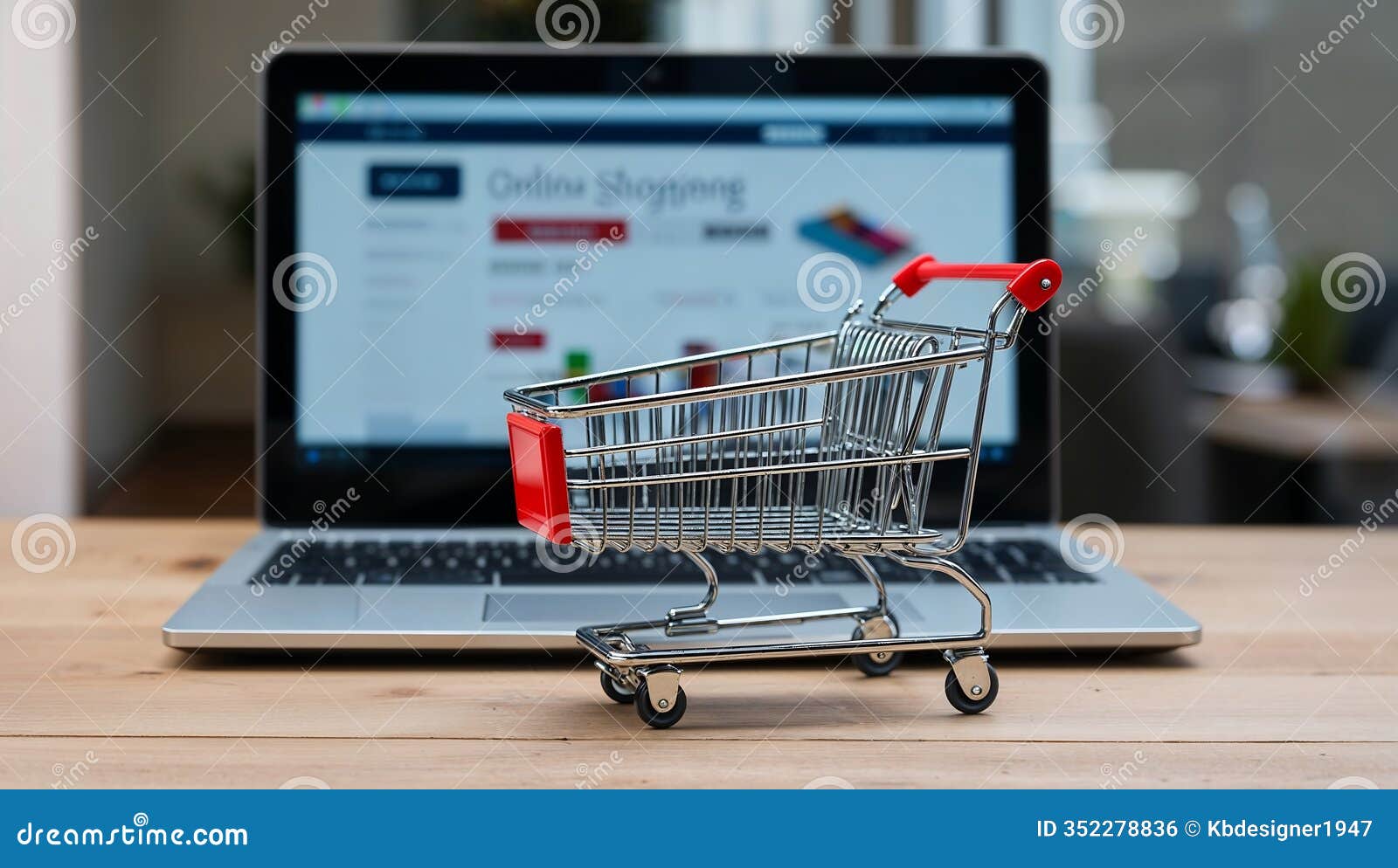 one-third scale miniature shopping cart for creative displays