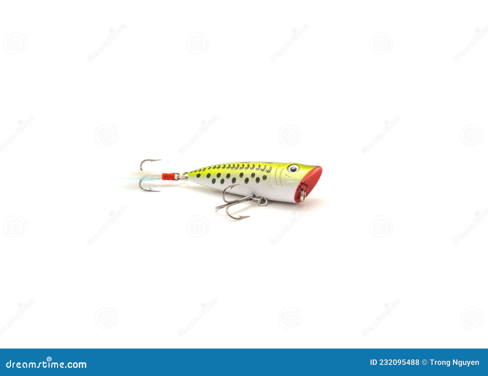 One Top Water Popper Fishing Lure Isolated on White Background Stock Photo  - Image of leisure, fishing: 232095488